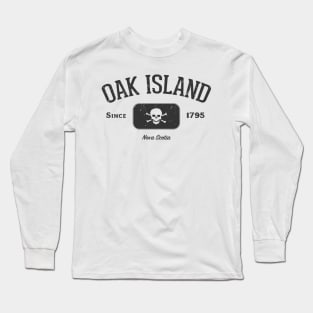 Oak Island Pirate Skull and Crossbones Gift Product - Black Long Sleeve T-Shirt